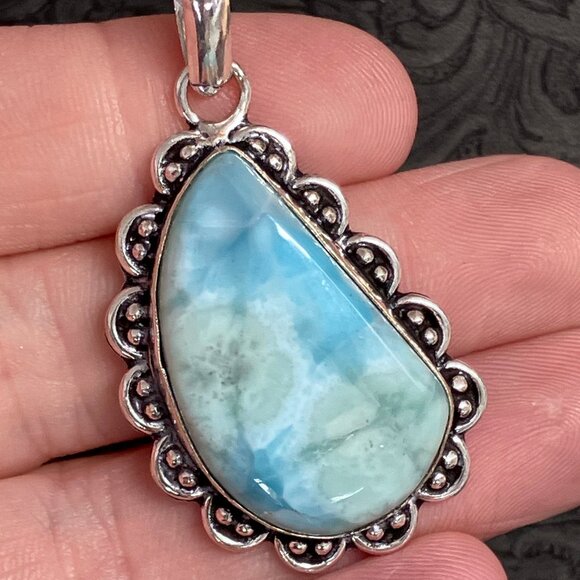 Larimar Pectolite Pendant Stone Crystal Jewelry - Picture 3 of 8